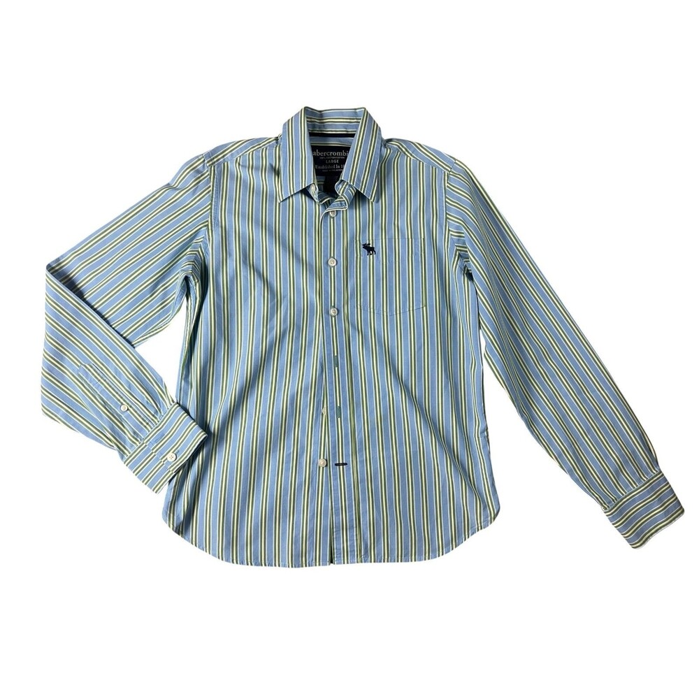 Abercrombie Kids Boys Y2K Long Sleeve Button Shirt  Size L  Moose  Preppy Easter